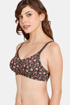Rosaline Everyday Double Layered Non-Wired 3/4th Coverage  T-Shirt Bra - Black Rose Pt — thumbnail 3